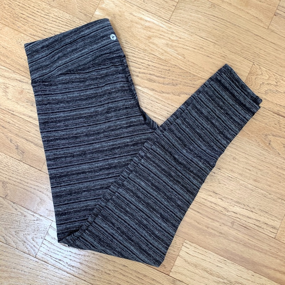 Women's Striped Black Leggings